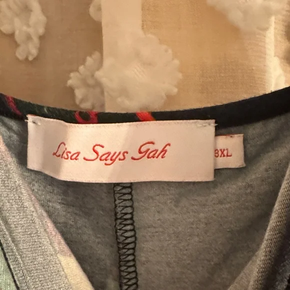 Lisa Says Gah Black Dress with Colorful Print - Picture 2 of 3